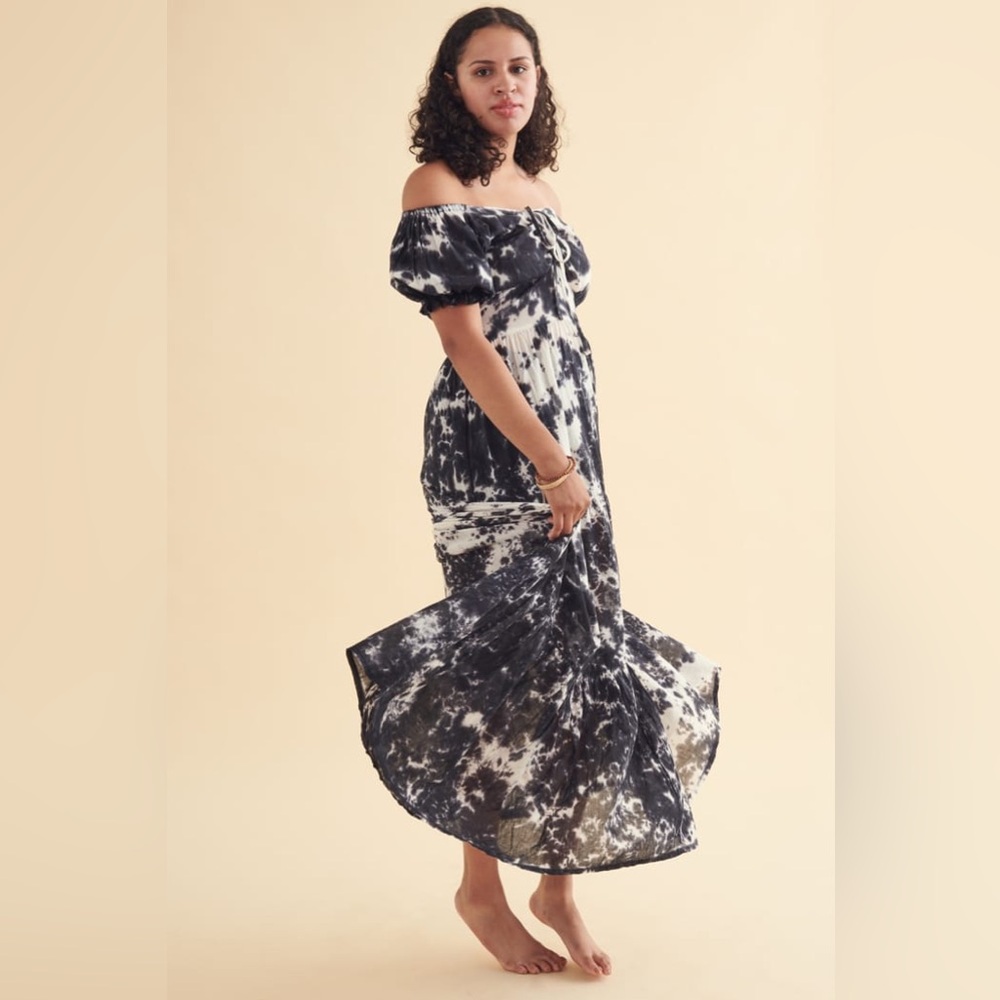 Earthbound Black & White Tie Dye Maxi Dress - XL